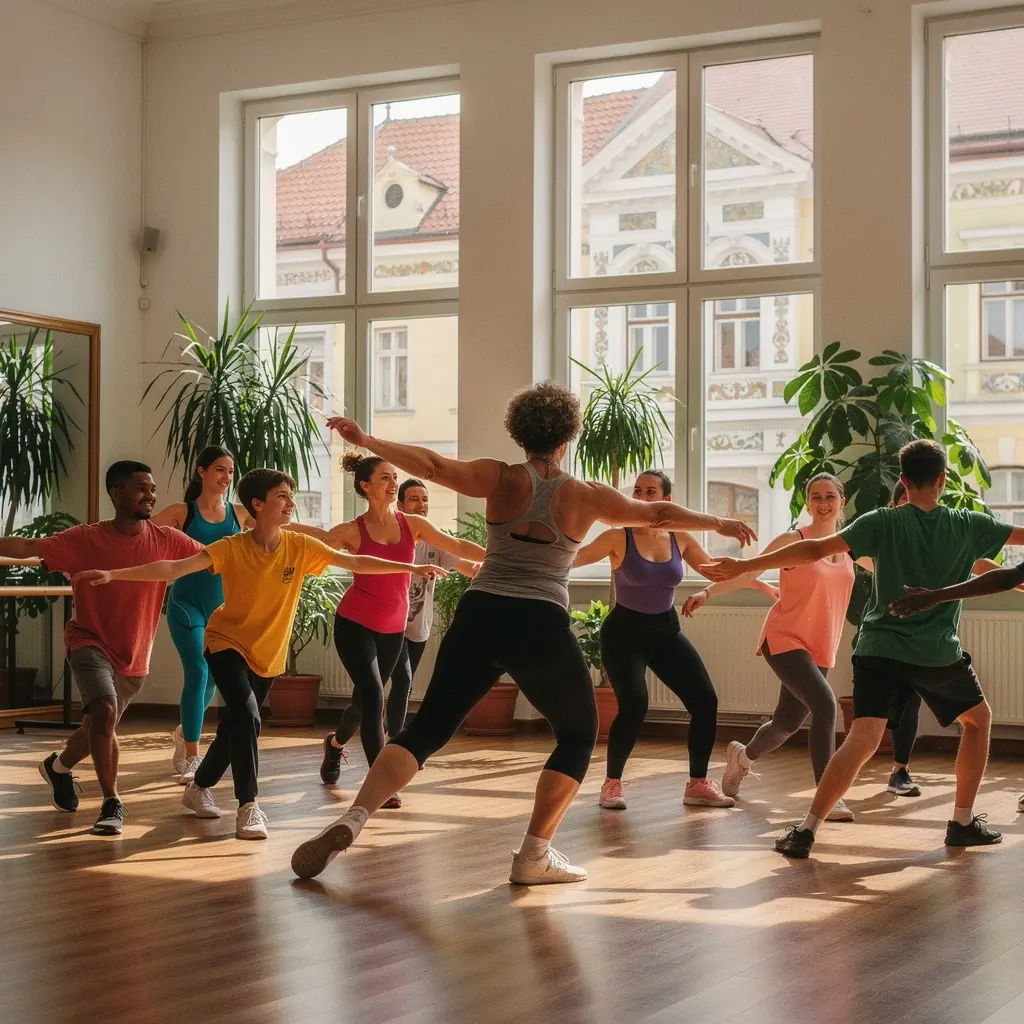 Fiatal lány a színpadon, aki szenvedéllyel táncol a street dance stílusában.
