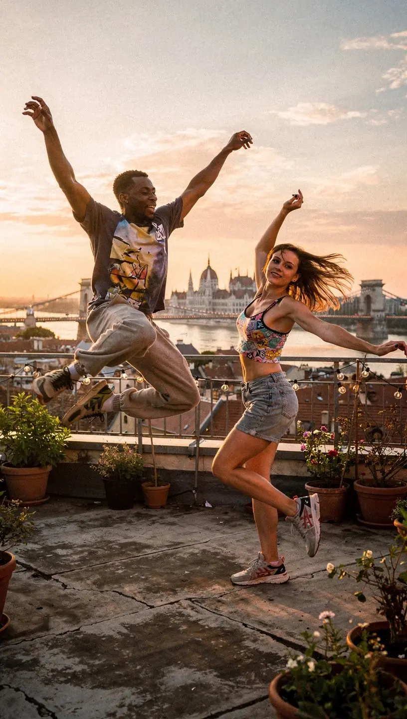 Felnőtt táncos, aki dinamikus mozgással fejezi ki az érzelmeit egy jazz tánc előadás során.