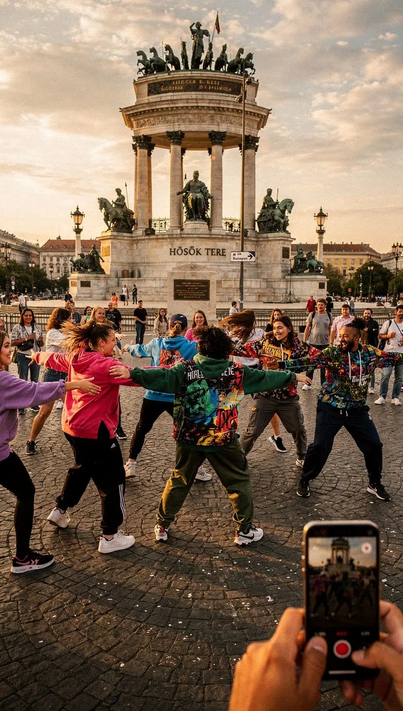 Fiatal táncos nő, aki stílusosan végrehajt egy modern táncmozdulatot egy színpadon.